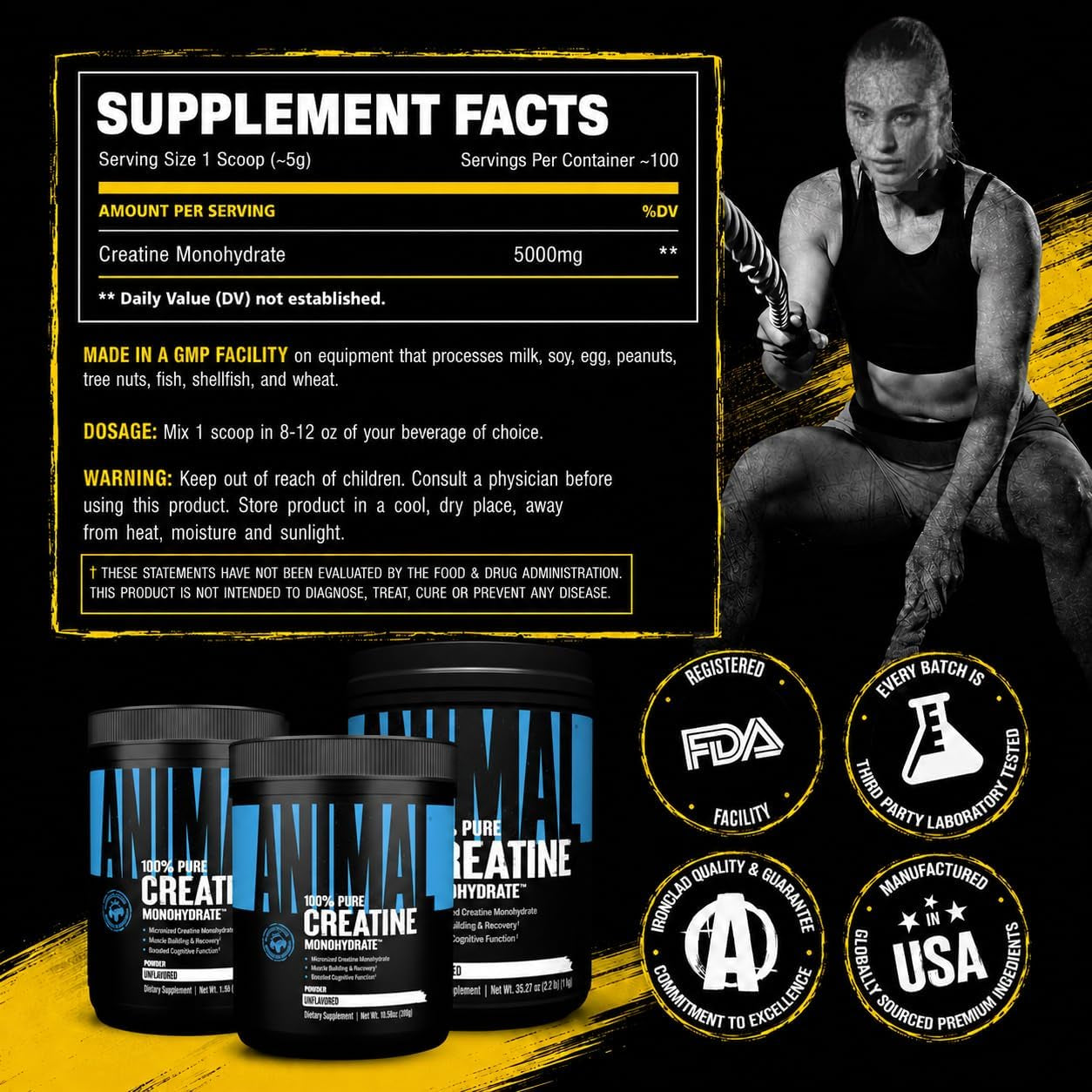 Creatine Monohydrate Powder - Micronized Creatine for Women and Men, Supports Muscle Growth, Strength, Endurance, Recovery and ATP Production, Gym & Workout Supplements - Unflavored, 500G