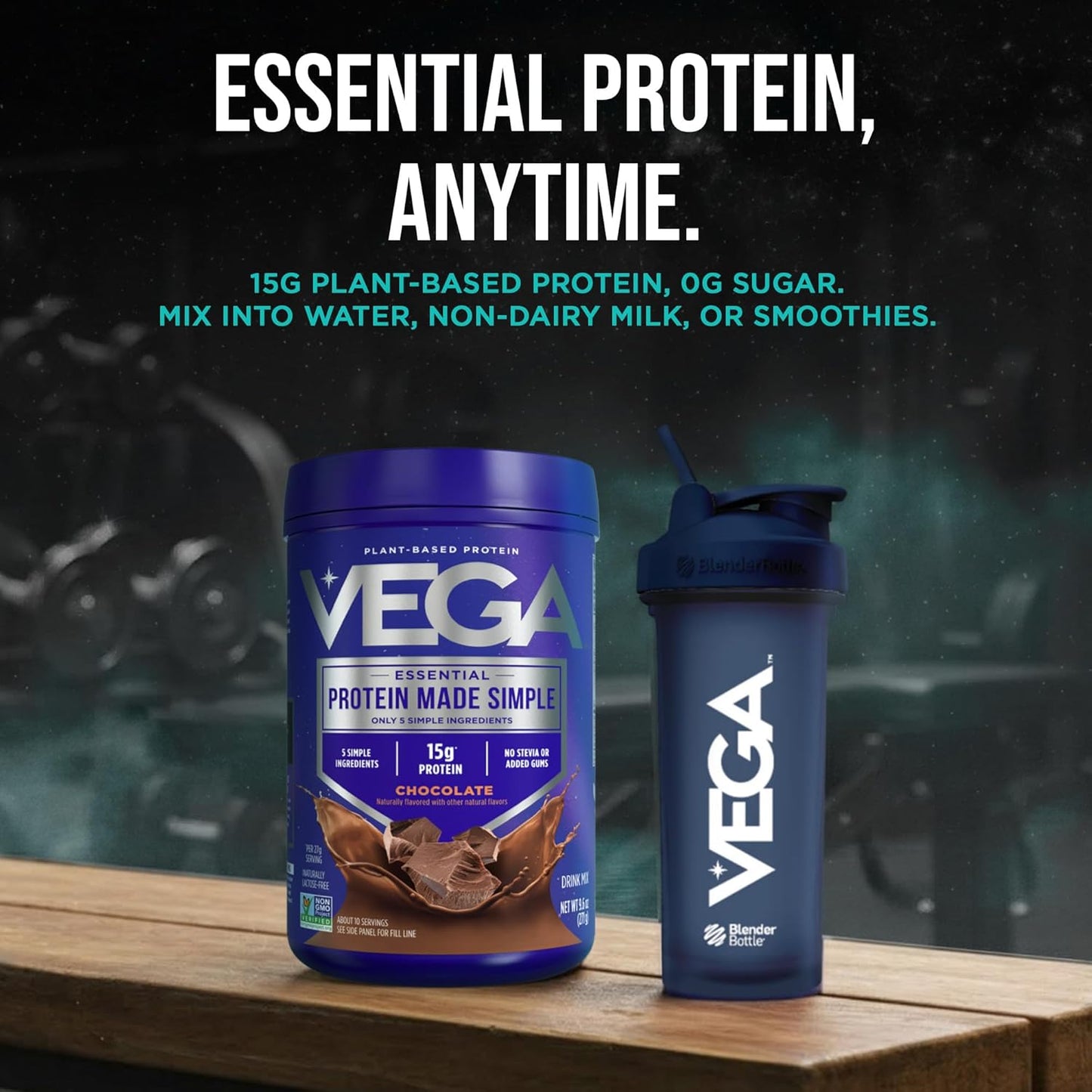 Protein Made Simple Plant-Based Chocolate Protein Powder with 15G Protein – Stevia-Free, Clean Nutrition – 9.6 Oz (10 Servings)