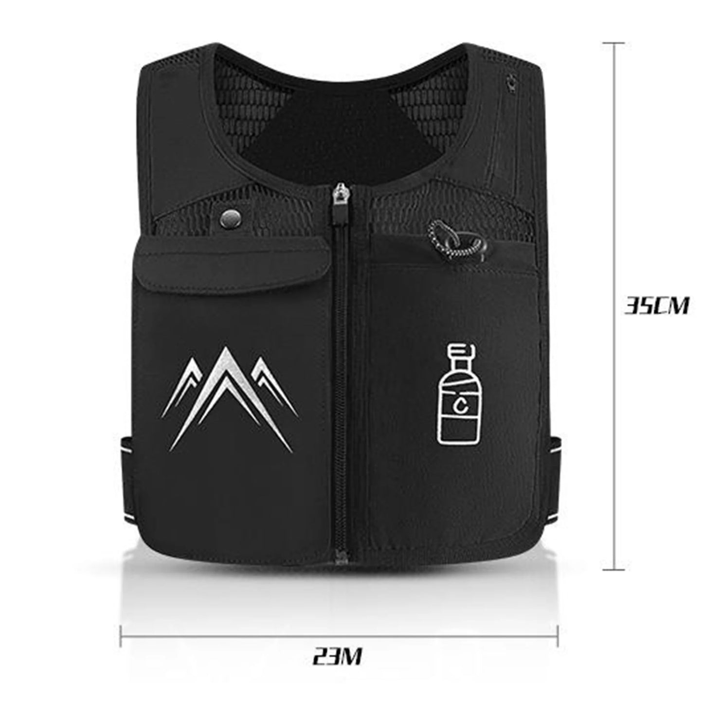 Reflective Running Vest with 500 ml Hydration Bottle - Adjustable Lightweight Chest Pack with Phone Holder | Breathable Running Gear for Men & Women