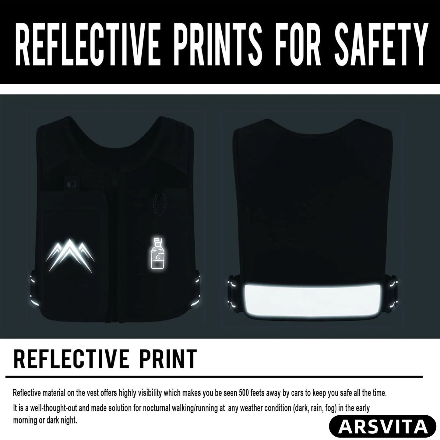 Reflective Running Vest with 500 ml Hydration Bottle - Adjustable Lightweight Chest Pack with Phone Holder | Breathable Running Gear for Men & Women