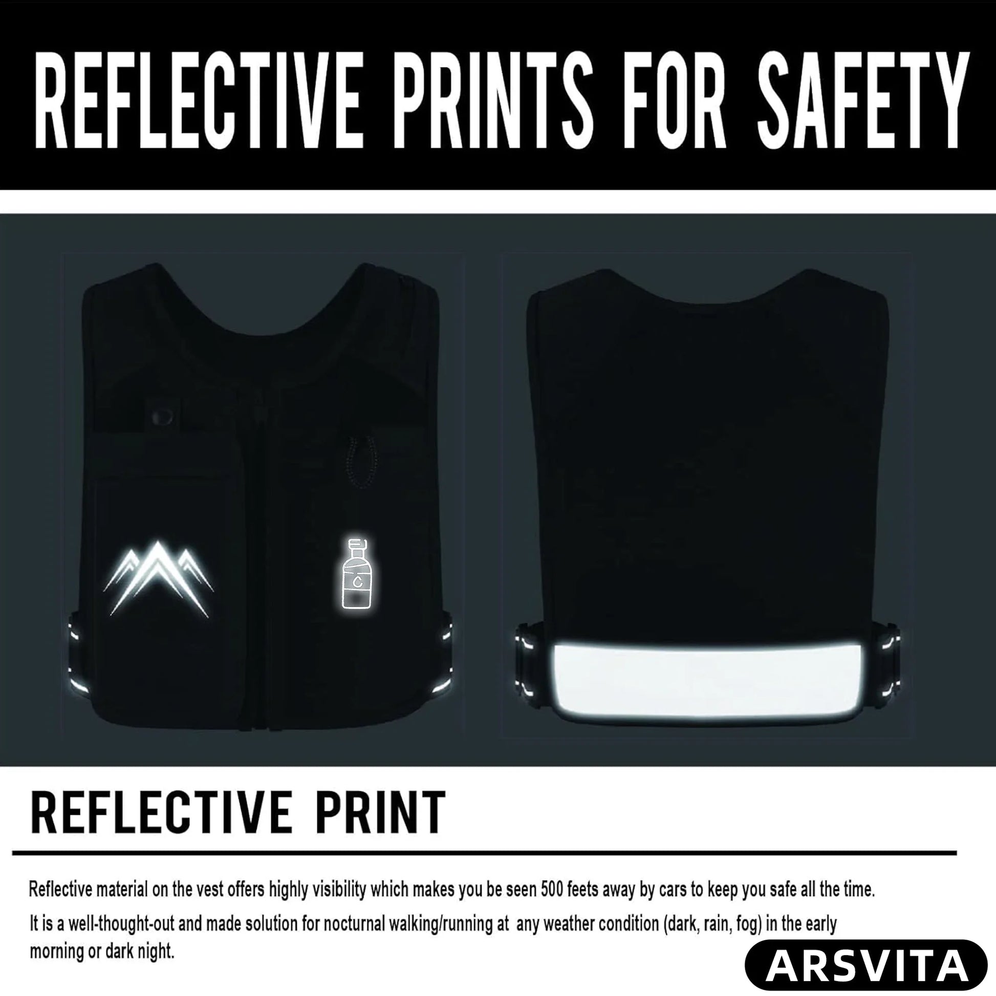 Reflective Running Vest with 500 ml Hydration Bottle - Adjustable Lightweight Chest Pack with Phone Holder | Breathable Running Gear for Men & Women