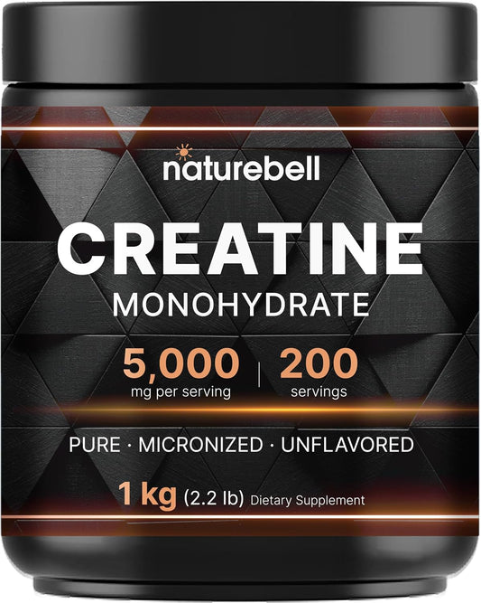 Creatine Monohydrate Powder 1,000G, 5,000Mg per Serving, 200 Servings (2.2 Lb) | Micronized, Pure & Unflavored | Pre-Workout Muscle Support* | Keto, Vegan, Filler-Free