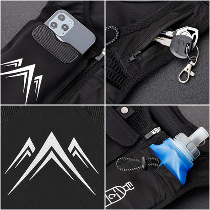 Reflective Running Vest with 500 ml Hydration Bottle - Adjustable Lightweight Chest Pack with Phone Holder | Breathable Running Gear for Men & Women
