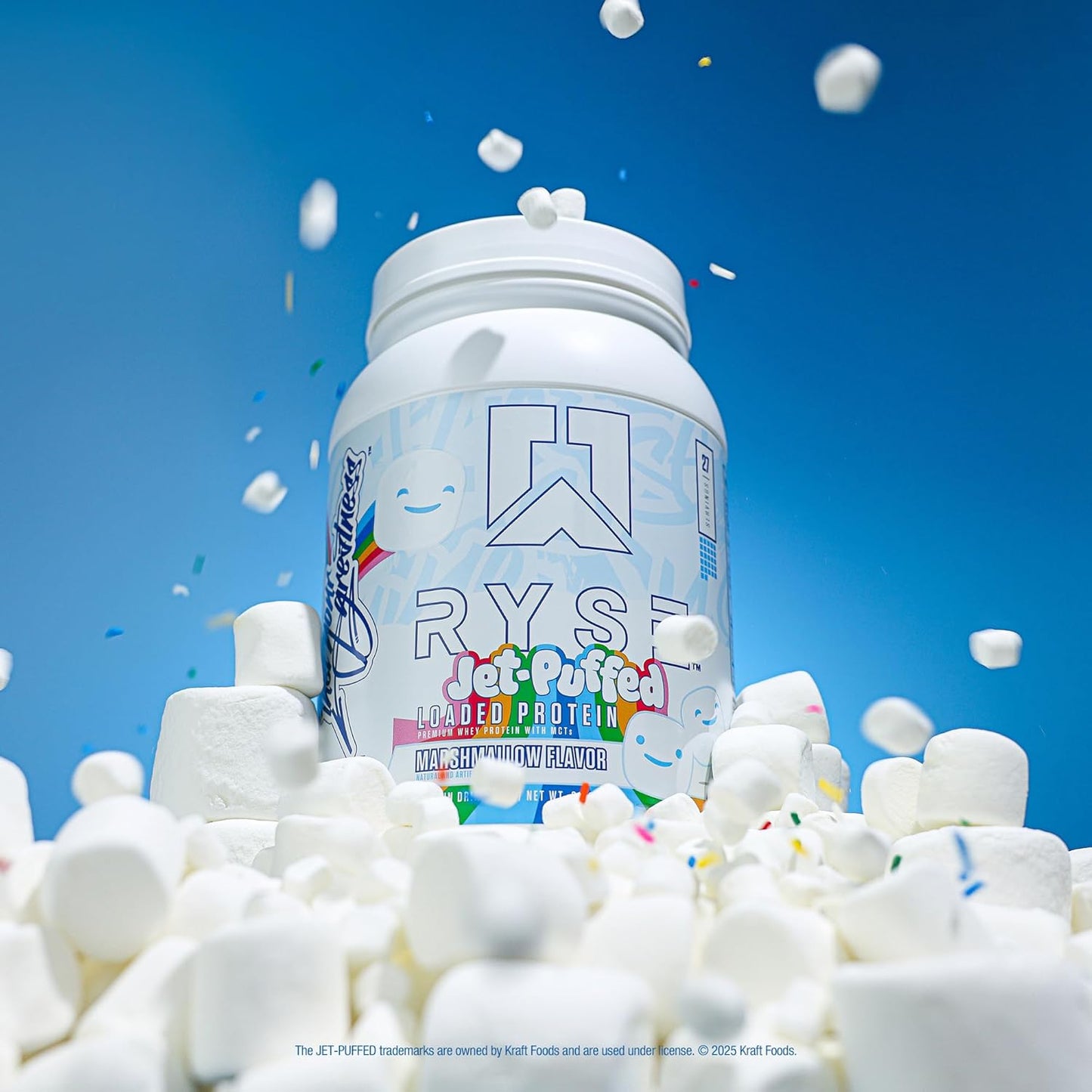 RYSE Loaded Protein Powder - Jet-Puffed Marshmallow - 25G Whey Protein Isolate & Concentrate with Prebiotic Fiber & Mcts - Low Carb, Low Sugar, Digestive-Friendly - 27 Servings / 2 Lb Tub