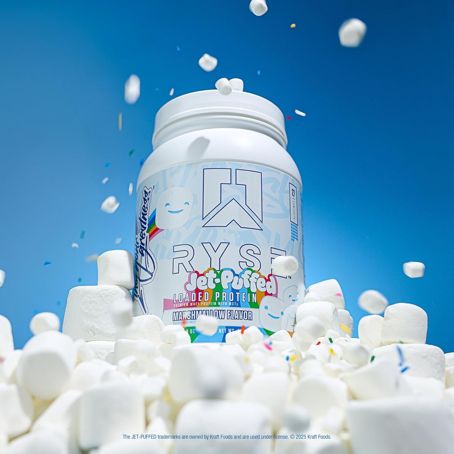 RYSE Loaded Protein Powder - Jet-Puffed Marshmallow - 25G Whey Protein Isolate & Concentrate with Prebiotic Fiber & Mcts - Low Carb, Low Sugar, Digestive-Friendly - 27 Servings / 2 Lb Tub