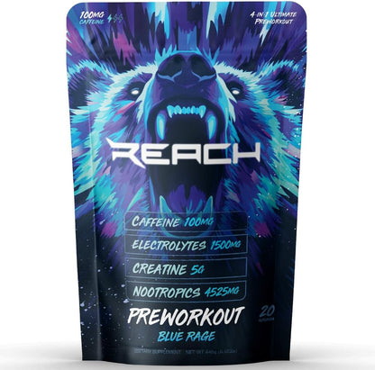 Pre-Workout Energy Supplement - Fitness and Workout Enhancer for Men and Women - 100 mg Caffeine - Blue Rage Flavor