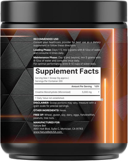 Creatine Monohydrate Powder 1,000G, 5,000Mg per Serving, 200 Servings (2.2 Lb) | Micronized, Pure & Unflavored | Pre-Workout Muscle Support* | Keto, Vegan, Filler-Free