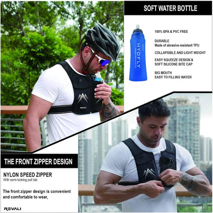 Reflective Running Vest with 500 ml Hydration Bottle - Adjustable Lightweight Chest Pack with Phone Holder | Breathable Running Gear for Men & Women