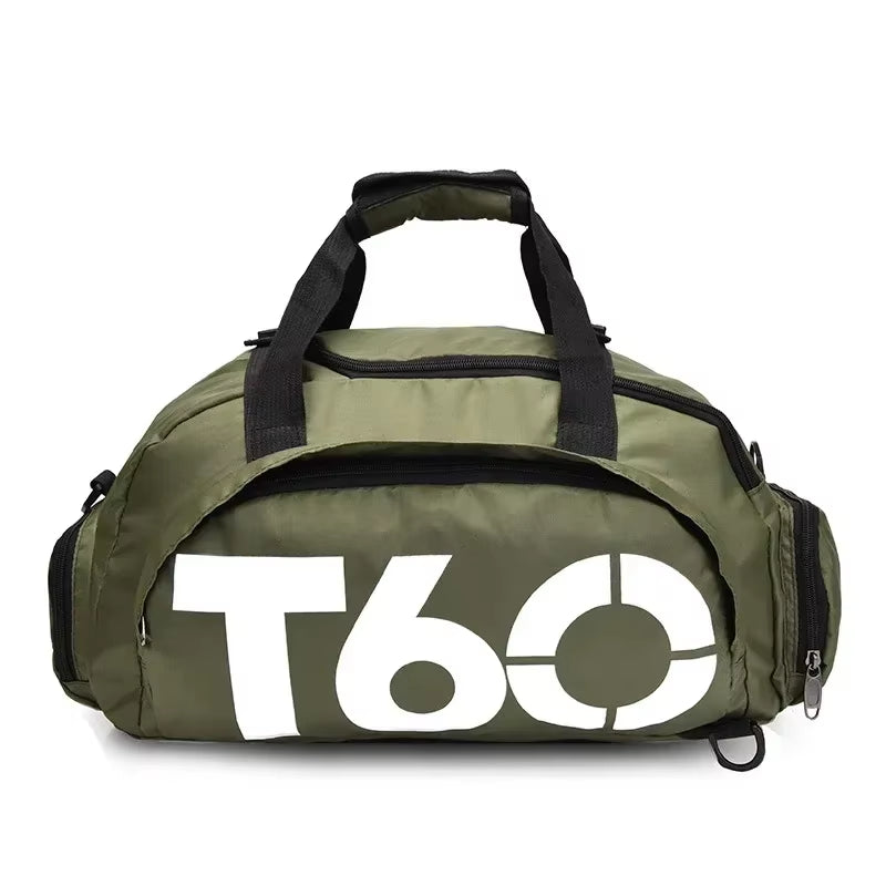 T60 Waterproof Gym Sports Bag for Men and Women - Molle Fitness Training Backpack and Multifunctional Travel Luggage Shoulder Handbag