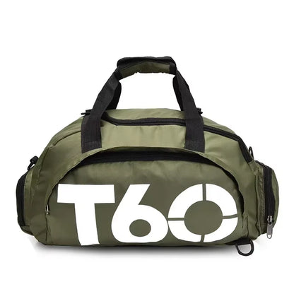 T60 Waterproof Gym Sports Bag for Men and Women - Molle Fitness Training Backpack and Multifunctional Travel Luggage Shoulder Handbag