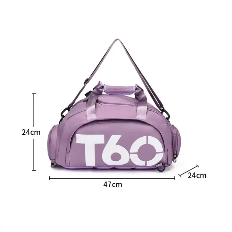 T60 Waterproof Gym Sports Bag for Men and Women - Molle Fitness Training Backpack and Multifunctional Travel Luggage Shoulder Handbag