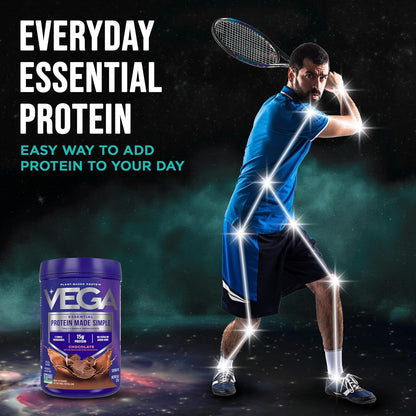 Protein Made Simple Plant-Based Chocolate Protein Powder with 15G Protein – Stevia-Free, Clean Nutrition – 9.6 Oz (10 Servings)