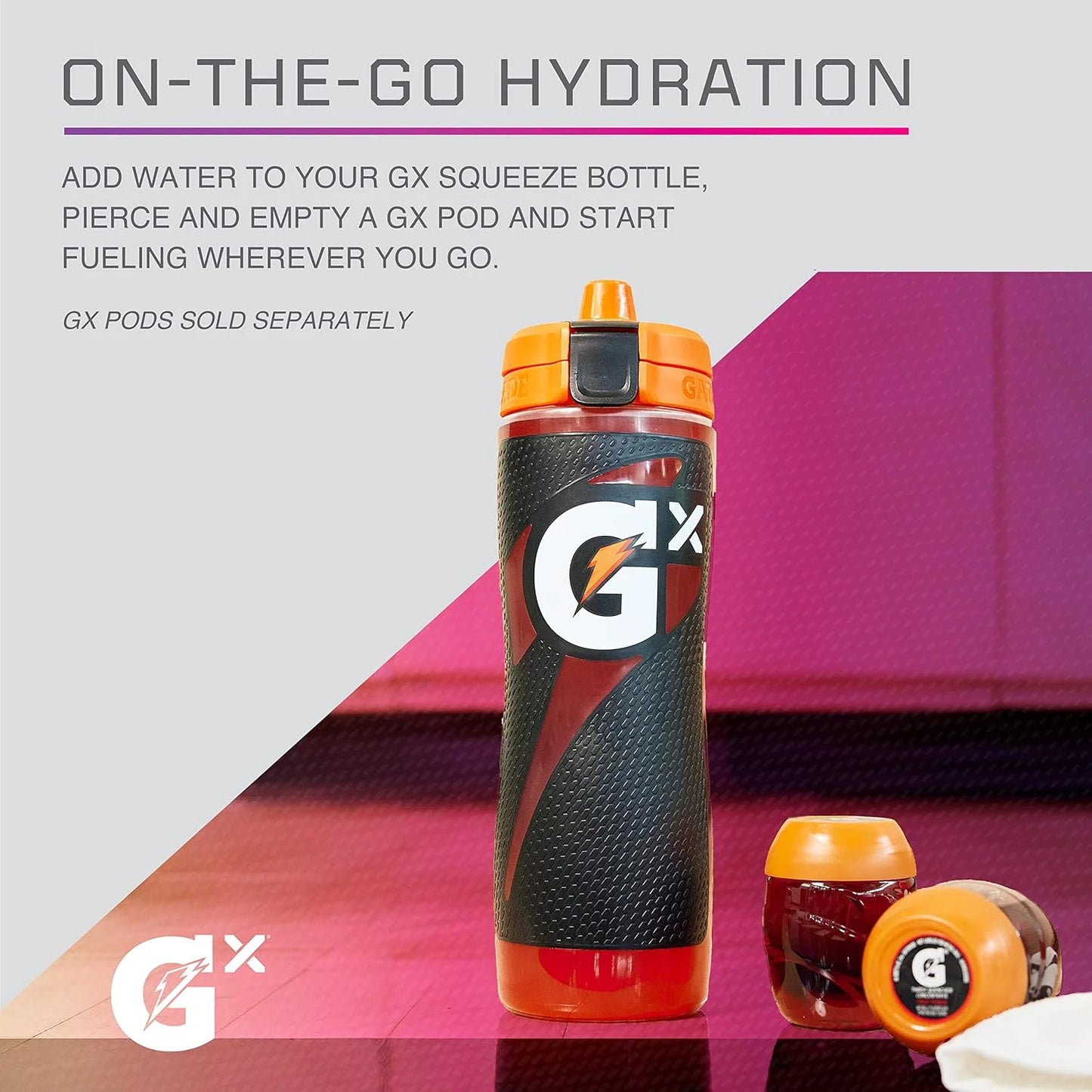 GX Refillable Water Bottle, Non-Slip Design, 30 Fl Oz, Blue