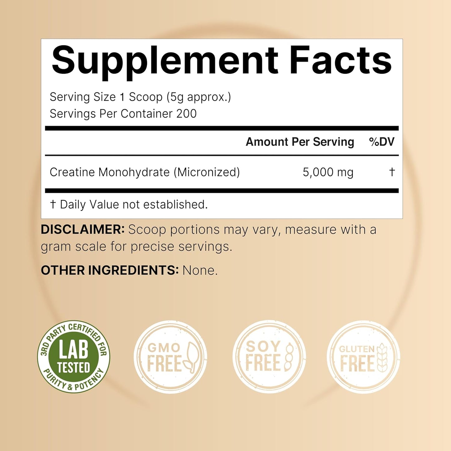 Creatine Monohydrate Powder 1,000G, 5,000Mg per Serving, 200 Servings (2.2 Lb) | Micronized, Pure & Unflavored | Pre-Workout Muscle Support* | Keto, Vegan, Filler-Free