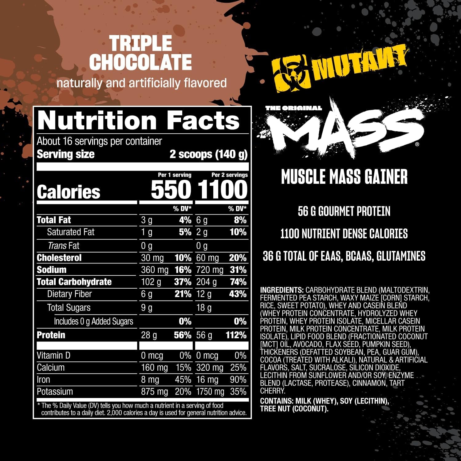 Mass | Weight Mass Gainer Protein Powder - High Calorie Protein Powder for Mass Gain - Triple Chocolate - 5 Pound