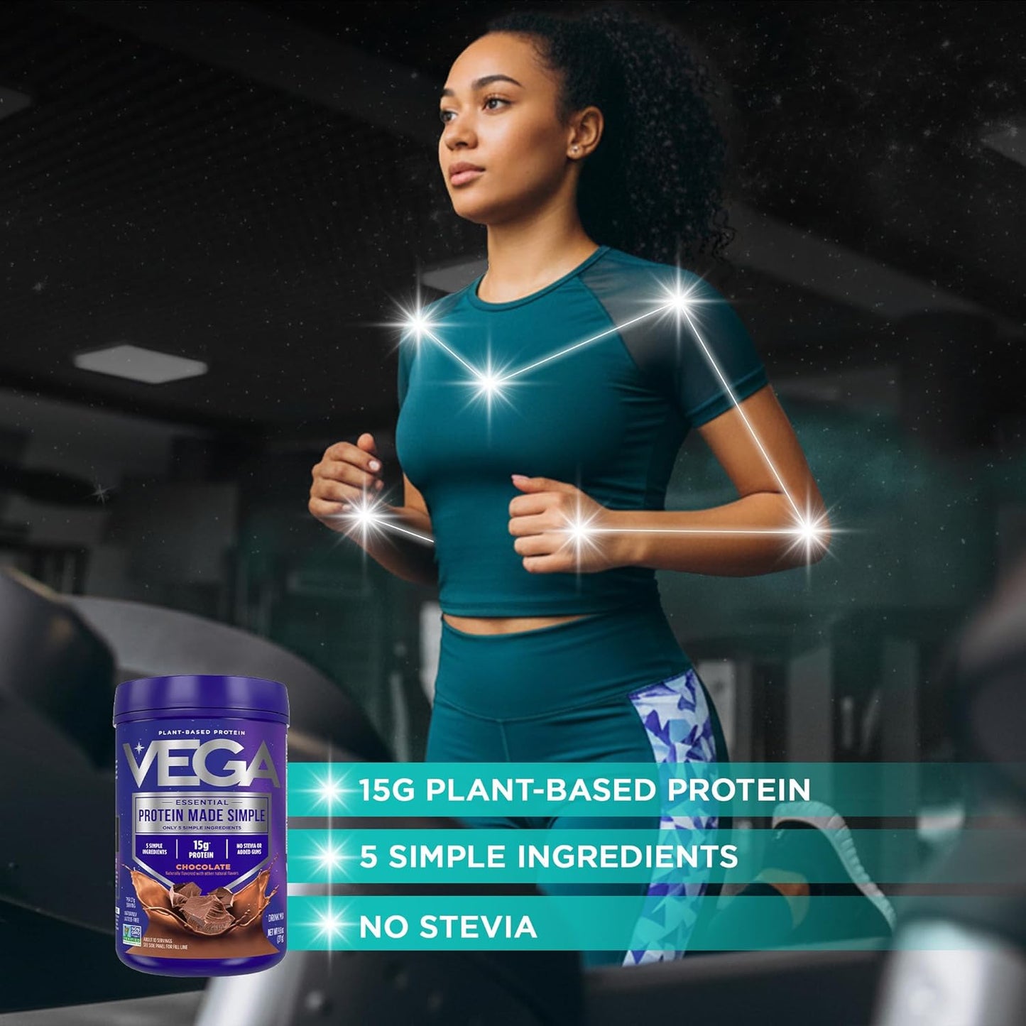 Protein Made Simple Plant-Based Chocolate Protein Powder with 15G Protein – Stevia-Free, Clean Nutrition – 9.6 Oz (10 Servings)