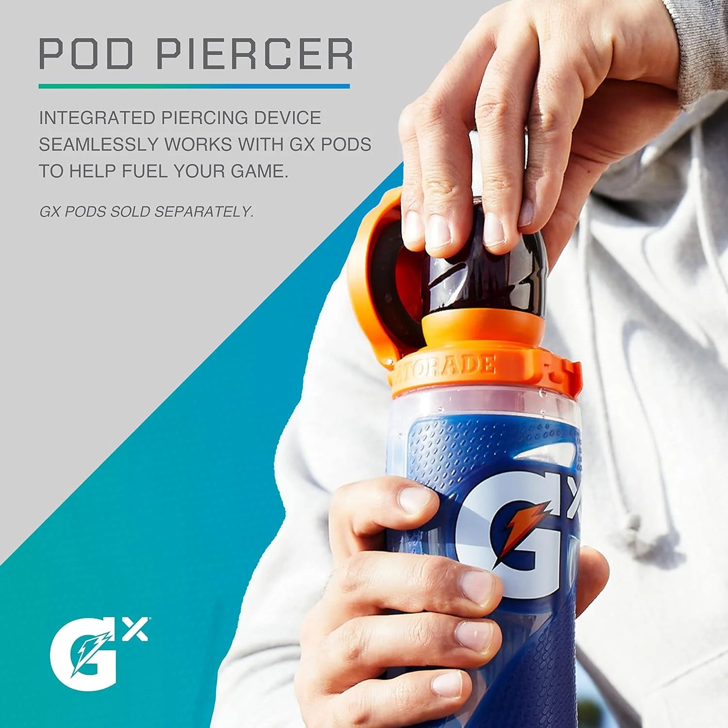 GX Refillable Water Bottle, Non-Slip Design, 30 Fl Oz, Blue
