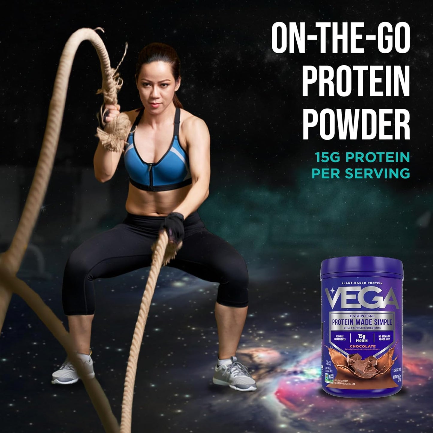 Protein Made Simple Plant-Based Chocolate Protein Powder with 15G Protein – Stevia-Free, Clean Nutrition – 9.6 Oz (10 Servings)