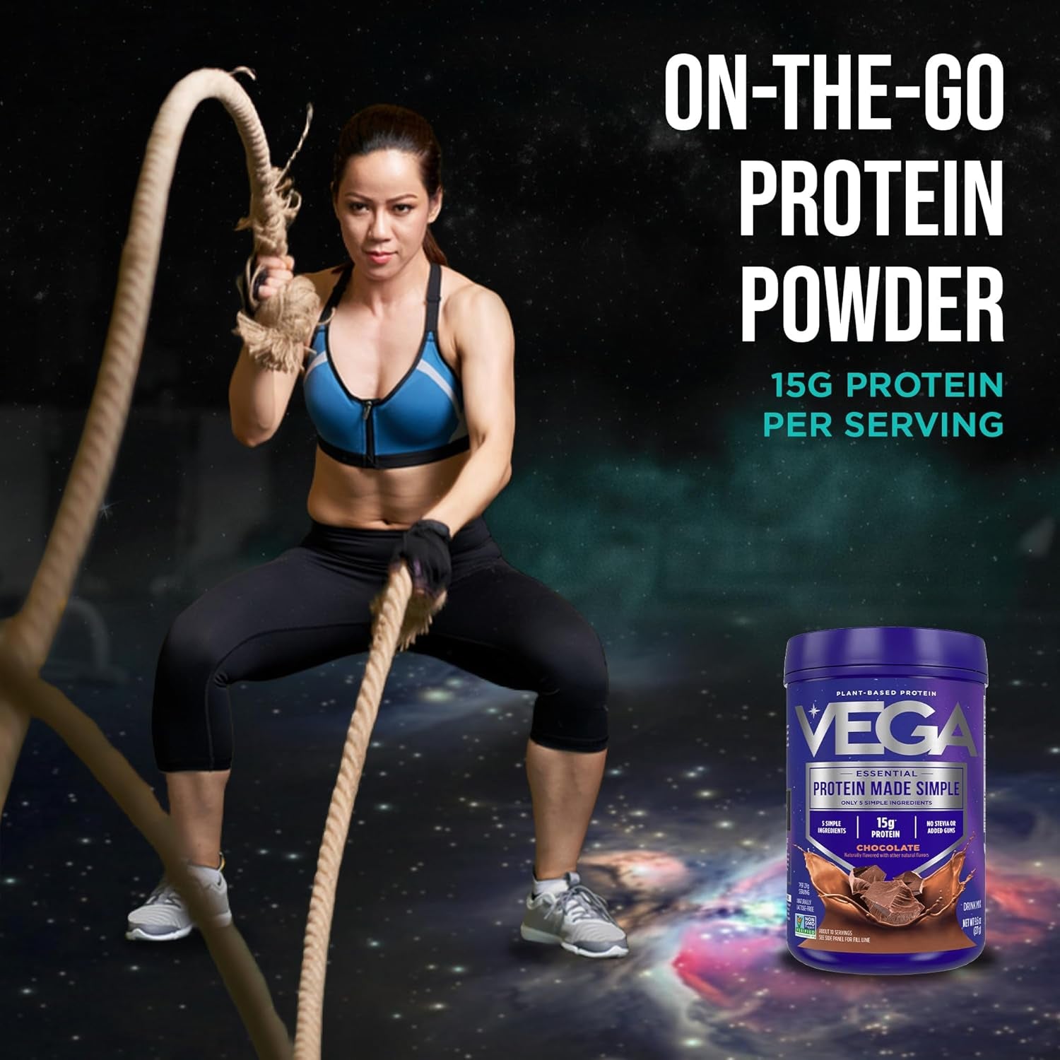Protein Made Simple Plant-Based Chocolate Protein Powder with 15G Protein – Stevia-Free, Clean Nutrition – 9.6 Oz (10 Servings)