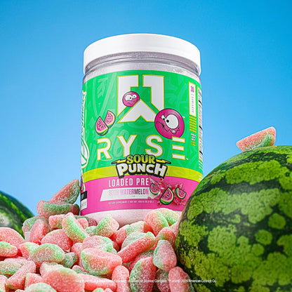 RYSE Loaded Pre Workout Powder - Sour Punch Watermelon - Daily Pre-Workout for Men & Women with 300Mg Caffeine, Beta Alanine, and Citrulline for Pump, Focus, and Energy - 30 Servings